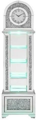 Acme Noralie Grandfather Clock in Mirrored & Faux Diamonds