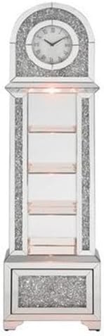 Acme Noralie Grandfather Clock in Mirrored & Faux Diamonds
