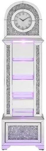 Acme Noralie Grandfather Clock in Mirrored & Faux Diamonds