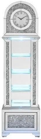 Acme Noralie Grandfather Clock in Mirrored & Faux Diamonds