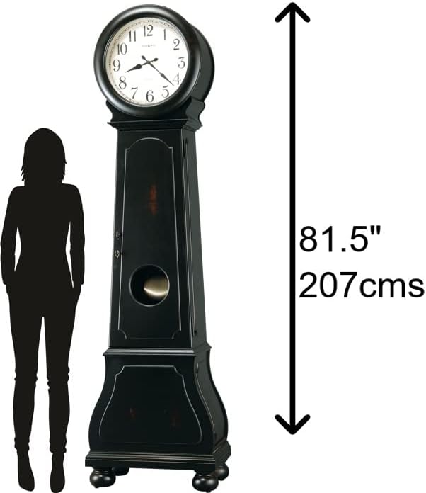 Howard Miller Graham Floor Clock II, Black Finish with Illuminated Dial Dual-Chime Movement, Arabic Numeral Key-Wound Volume Control Adjustable Timepiece for Home Decor, Office & Living Room