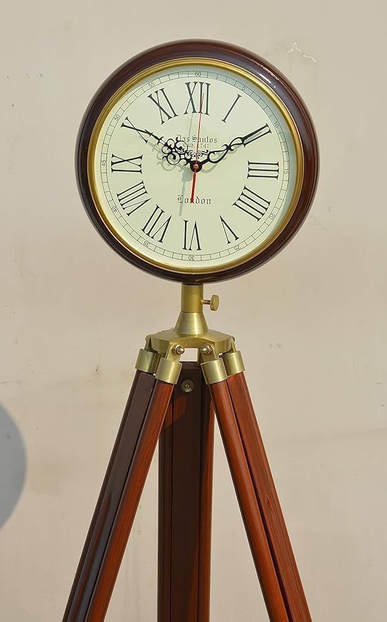Antique Style Clock with Wooden Adjustable Tripod 70 inches Grandfather Floor Clock for Home Indoor Decor