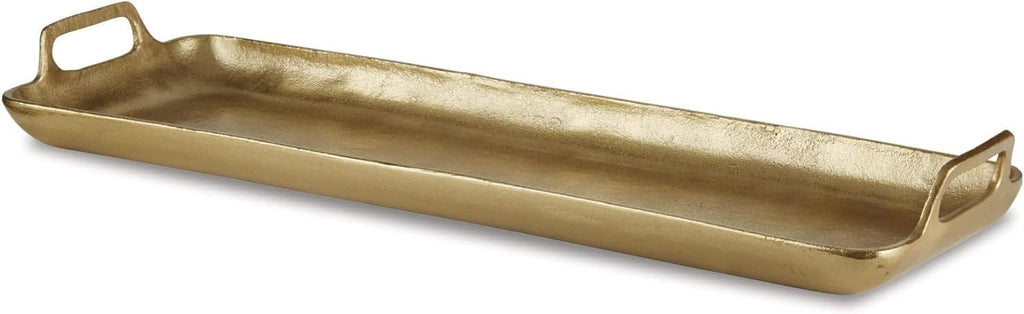 Signature Design by Ashley Posy Decorative Metal Serving Tray, Gold Finish