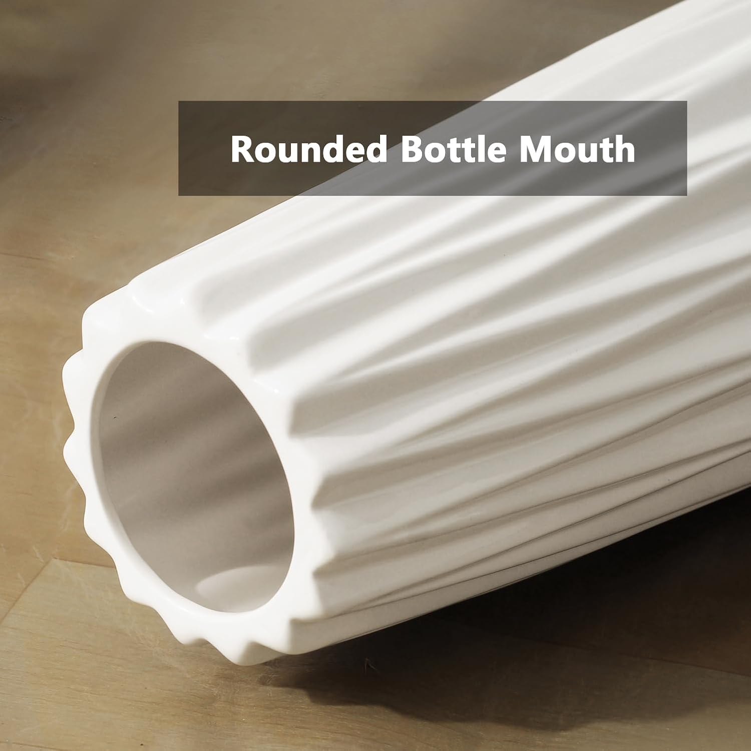 White Ceramic Vase, 18" Tall Vase for Floor Table Decorative Large Vases for Living Room Modern Home Decor Office Bedroom, Big Standing Flower Vase with Glossy Glaze (18 Inch Tall)