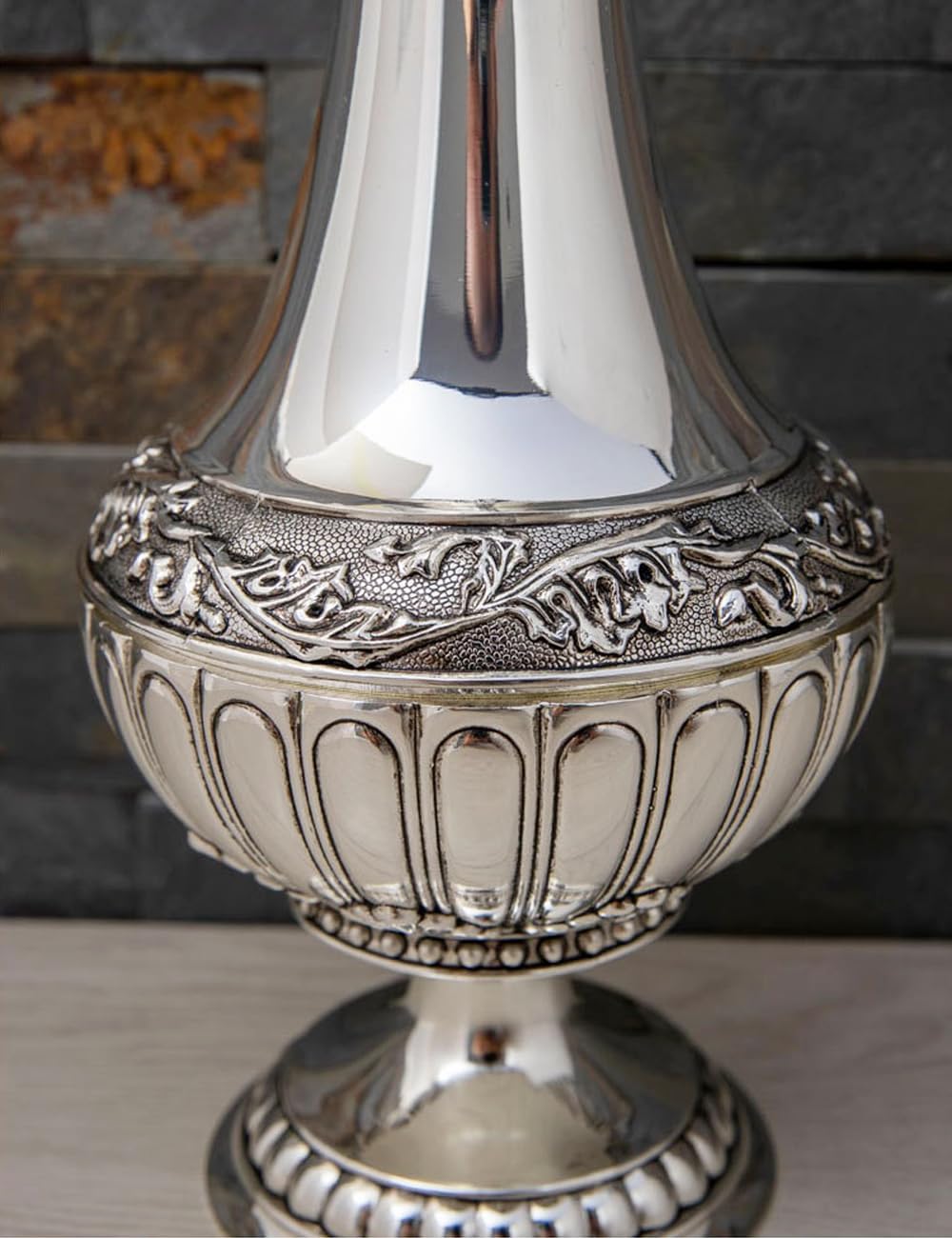 Decorative Vase, Elegant Metal Vase with Silver Finish for Artificial & Dried Flowers, Modern Table Centerpiece for Home & Weddings, 12''/30.6cm Tall