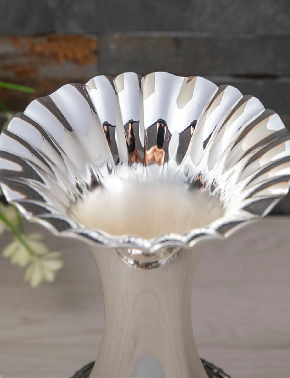 Decorative Vase, Elegant Metal Vase with Silver Finish for Artificial & Dried Flowers, Modern Table Centerpiece for Home & Weddings, 12''/30.6cm Tall