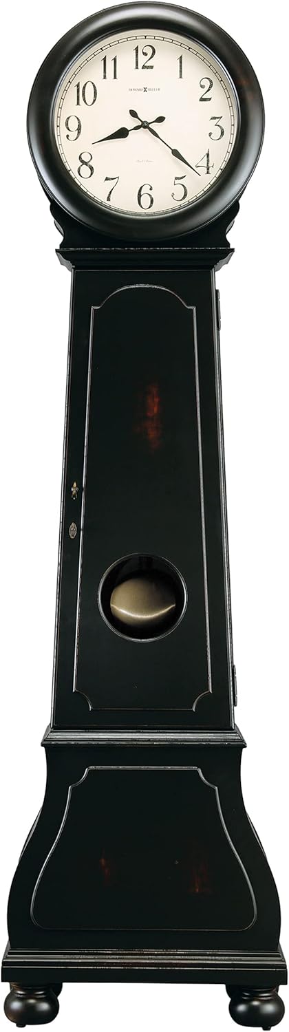 Howard Miller Graham Floor Clock II, Black Finish with Illuminated Dial Dual-Chime Movement, Arabic Numeral Key-Wound Volume Control Adjustable Timepiece for Home Decor, Office & Living Room