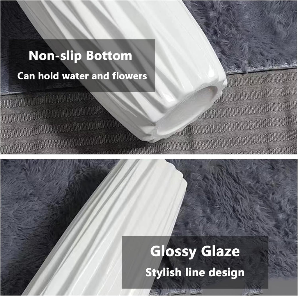 White Ceramic Vase, 18" Tall Vase for Floor Table Decorative Large Vases for Living Room Modern Home Decor Office Bedroom, Big Standing Flower Vase with Glossy Glaze (18 Inch Tall)