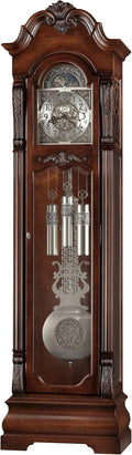Howard Miller Fesler Grandfather Clock II, Wood Finish & Classic Style Arabic Numerals with Single Chime German Movement, Adjustable Levelers Pendulum Bob Floor Clocks for Bedroom & Living Room