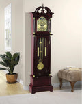 Traditional Floor Standing Grandfather Clock, 72 Inch, Cherry Finish, Metal Moon Dial, Westminster Chime, 71.6" H x 19.2" W x 8.6" D, Battery Powered