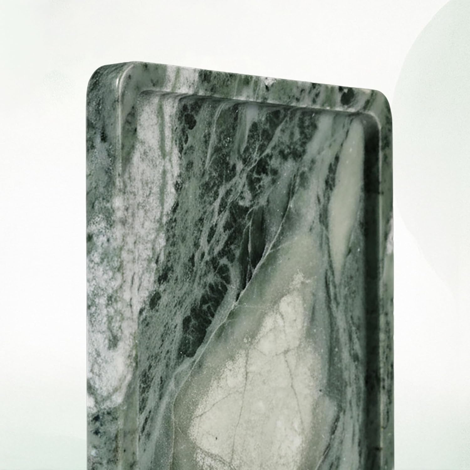 Green Marble Tray – 12" x 6.5" Decorative Vanity Tray for Bathroom, Countertop, Jewelry, Candles, Kitchen | Natural Stone Organizer for Makeup, Perfume, Skincare & Home Décor